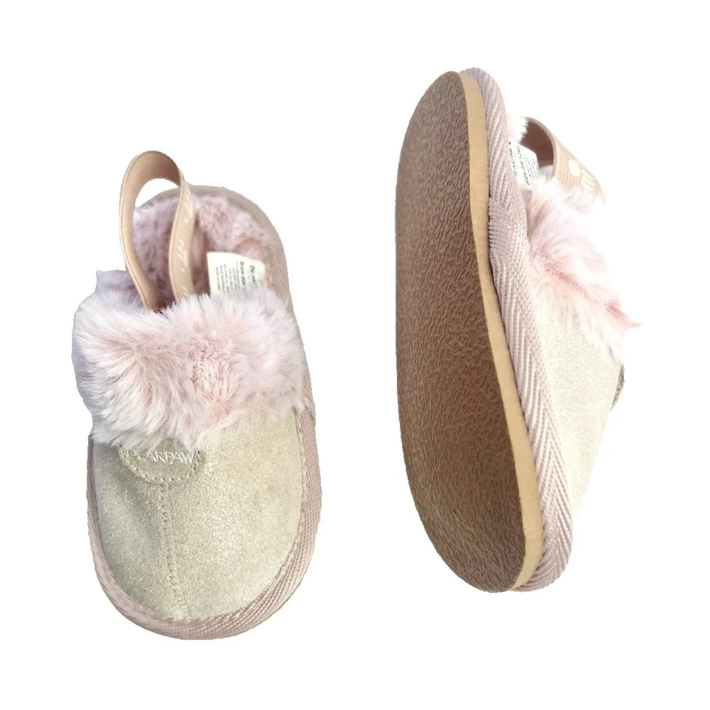 BEARPAW Pink Suede Slippers Size 2 Girl 6-12‎ Month Baby Clothing
